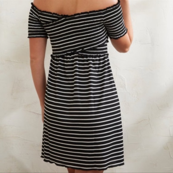 Jack by BB Dakota Always Sunny cold shoulder black white striped mini dress - Picture 3 of 8